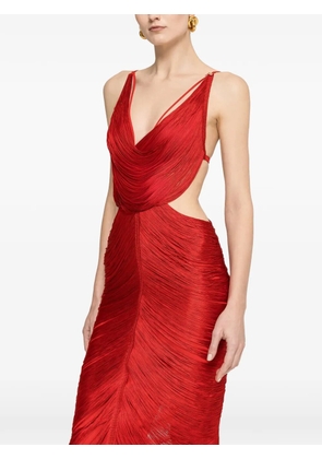 NISSA fringed backless midi dress - Red