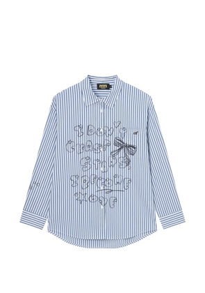 Mini Cream striped graphic-print shirt - Blue