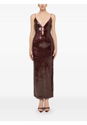 NISSA crystal-detail sequin maxi dress - Red