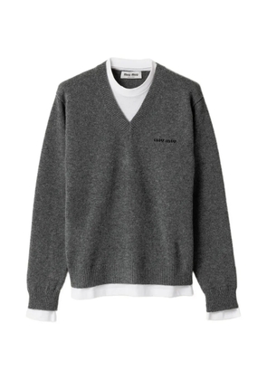 Miu Miu layered-effect V-neck sweater - Grey