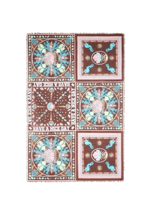 GANNI printed scarf - Brown