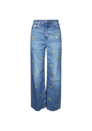 GANNI Lari floral-print jeans - Blue