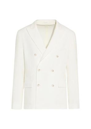 Paolo Pecora linen double-breasted blazer - White