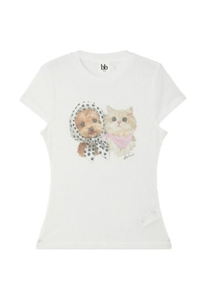 b+ab graphic-print ribbed T-shirt - White