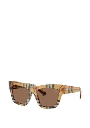 Burberry check-pattern square-frame sunglasses - Brown