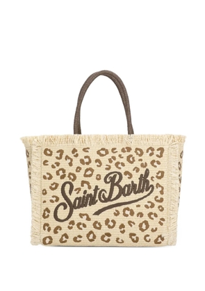 MC2 Saint Barth large Vanity leopard-print fringed-edge tote bag - Neutrals