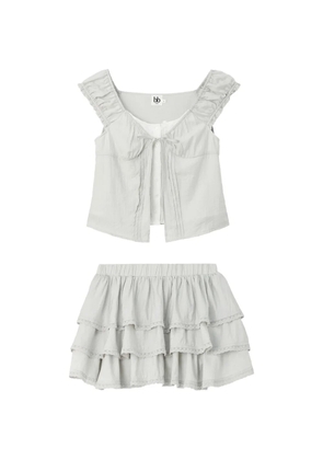 b+ab ruffled tiered blouse and mini skirt set - Grey