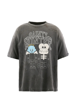 SAINT MXXXXXX graphic-print distressed T-shirt - Black
