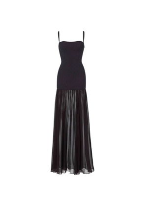 Hunza G Hybrid crinkle-effect maxi dress - Black