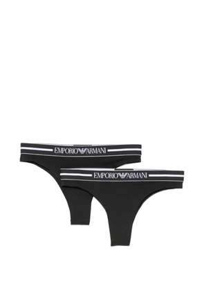 Emporio Armani logo-waistband thongs (set of two) - Black