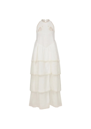LUG VON SIGA Hermess tiered lace-trim dress - White