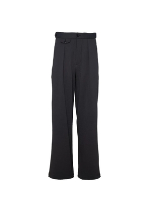 Emporio Armani seersucker-textured pleated trousers - Black