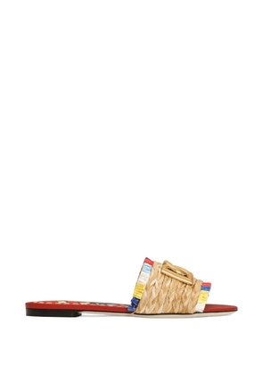 Dolce & Gabbana raffia flat slides - Neutrals