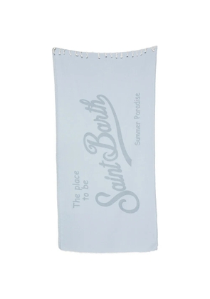 MC2 Saint Barth fringed logo-print beach towel - Blue