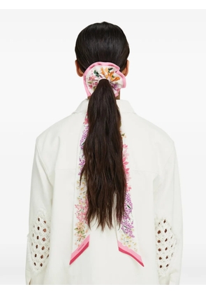 Ferragamo Spring print silk scrunchie with mini bandeau - Pink