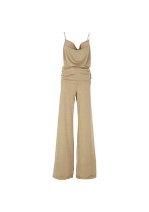 THE ANDAMANE Carla cowl-neck ruched jumpsuit - Neutrals