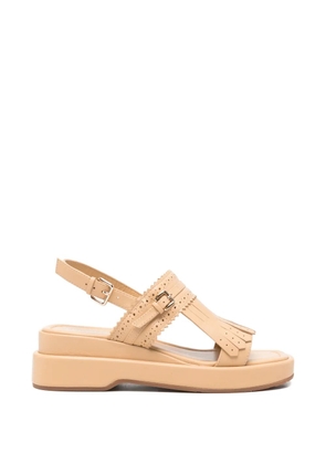Bruno Premi fringe-detail perforated sandals - Neutrals