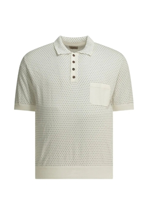 RAKKI micro-patterned chest-pocket polo shirt - White