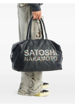 SATOSHI NAKAMOTO crystal-embellished logo-patch holdalls - Black