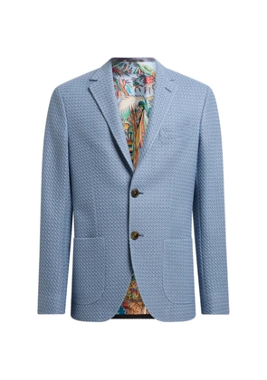 ETRO single-breasted micro-pattern cotton blazer - Blue