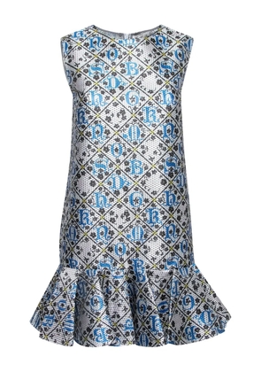 Mary Katrantzou metallic-finish graphic-print dress - Grey