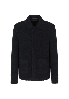 Giorgio Armani textured zip-up single breasted coat - Black