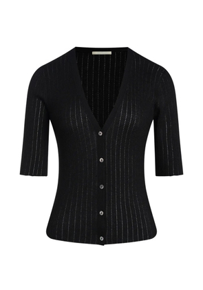 12 STOREEZ Lattice short-sleeve cardigan - Black