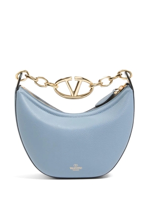Valentino Garavani mini VLogo Moon bag in grainy calfskin with chain - Blue