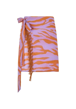 The Attico zebra-print tassel-trimmed mini skirt - Purple