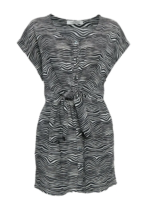 Pierre Balmain Vintage wave-print silk mini dress - Black
