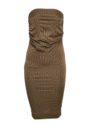 Fendi Pre-Owned ruched monogram dress - Brown