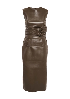 Fendi Pre-Owned leather midi dress - Brown
