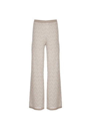 D.Exterior chevron-knit wide-leg trousers - Grey