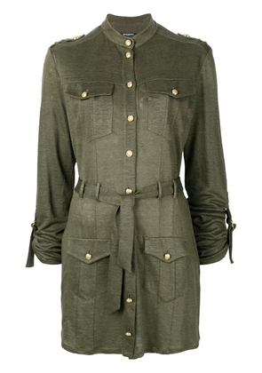 Balmain mandarin collar shirt dress - Green