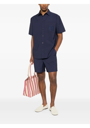 LOEWE Anagram-embroidered short-sleeve shirt - Blue
