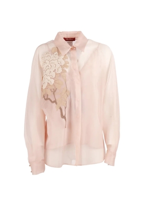 Max Mara floral-embroidered sheer blouse - Pink