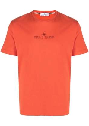Stone Island logo-print cotton T-shirt - Orange