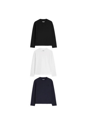 Jil Sander monogram-embroidered long-sleeve T-shirt - Black