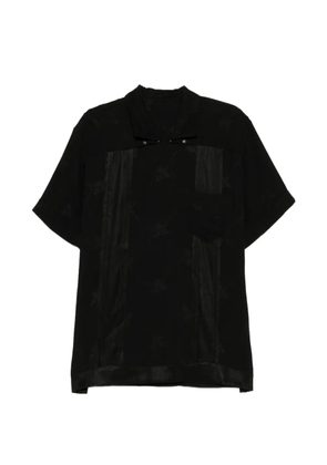 COMMUNS jacquard-panelled camp-collar T-shirt - Black