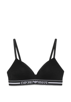 Emporio Armani logo-tape triangle bra - Black