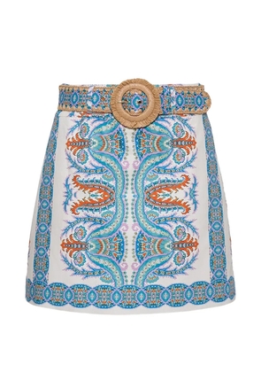 Cara Cara Blaze belted paisley-print mini skirt - White