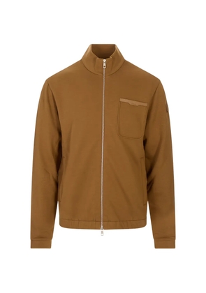 Moncler logo-patch zip-up sweater - Neutrals
