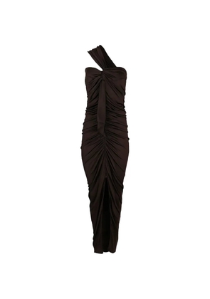 Balmain one-shoulder ruched maxi dress - Brown