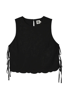 b+ab floral-embroidered scalloped-hem blouse - Black