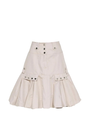 Rokh puff-hem button-embellished mini skirt - Neutrals