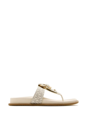 Michael Kors Jaden monogram-print ring-detail flip-flops - Neutrals