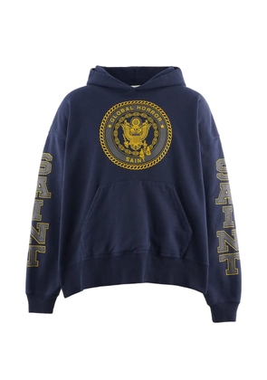 SAINT MXXXXXX logo-print graphic-print hoodie - Blue