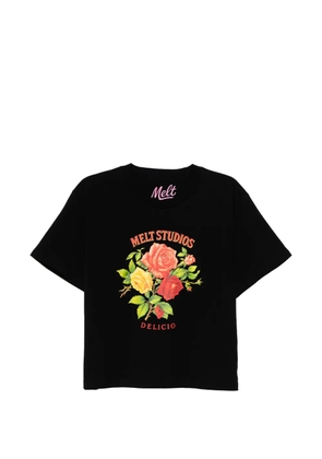 Melt floral-print T-shirt - Black