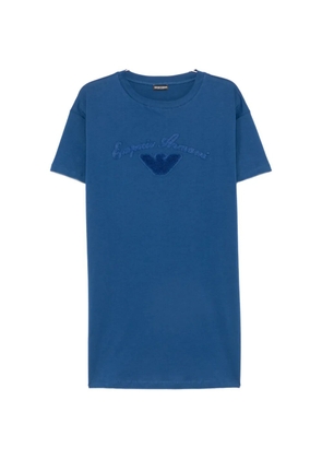 Emporio Armani logo-embroidered T-shirt beach dress - Blue