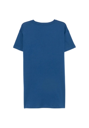 Emporio Armani logo-embroidered T-shirt beach dress - Blue